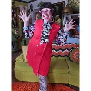 Vintage 1970 XL Orange Button Dress